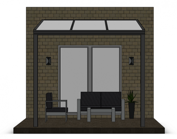 Überdachung mit 16 mm Polycarbonat, 3 x 4,5 m